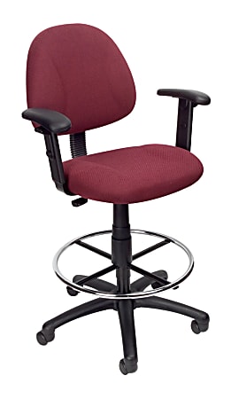 Boss Office Products Drafting Stool, Adjustable Arms, Burgundy,