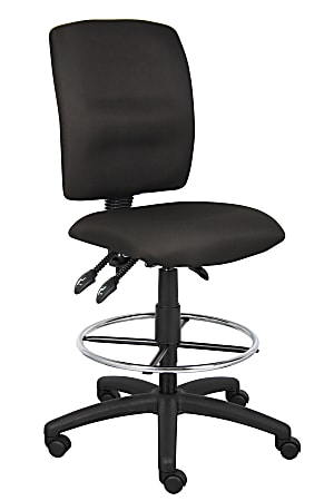 Boss Office Products Fabric Armless Drafting Stool, Black/Chrome