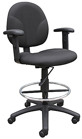 Boss Office Products Drafting Stool, Adjustable Arms, Black/Chrome, B1691-BK
