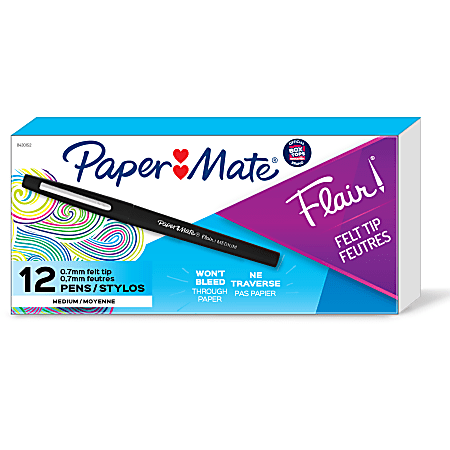 Paper Mate Flair Metallic Porous Point Pen, Stick, Medium 0.7 mm, Assorted Ink and Barrel Colors, 16