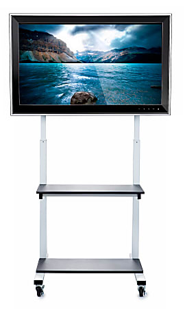 Luxor CLCD Crank Adjustable Flat-Panel TV Cart, 66"H x 30″W x 29 1/2″D, Light Gray/Black