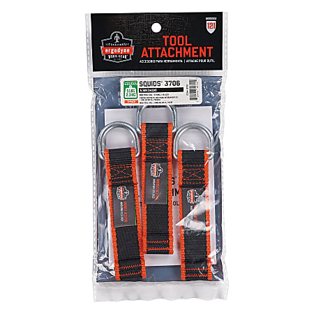 Ergodyne Squids 3706 Web Tool Tethers, 5-1/2", Black, Pack Of 3 Tethers