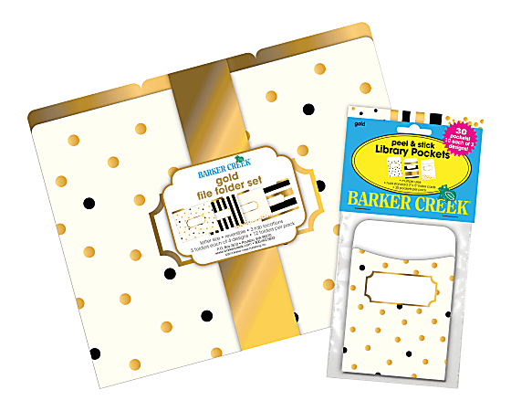 Barker Creek Folder/Pocket Set, 9" x 12", Gold, Set of 42