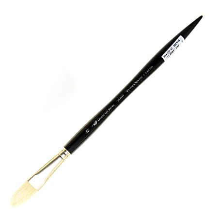 Winsor & Newton Artists' Oil Paint Brush, Size 10, Filbert Bristle, Hog Hair, Black