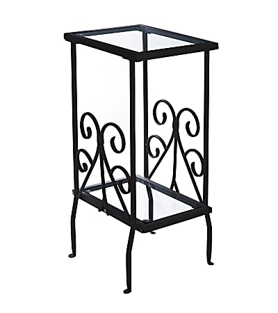Monarch Specialties 2-Tier Metal Accent Table, Rectangle, Clear/Black