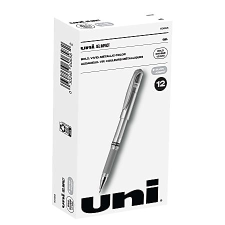 uni ball 207 Impact Gel Pen Bold Point 1.0 mm Clear Barrel Silver Ink -  Office Depot