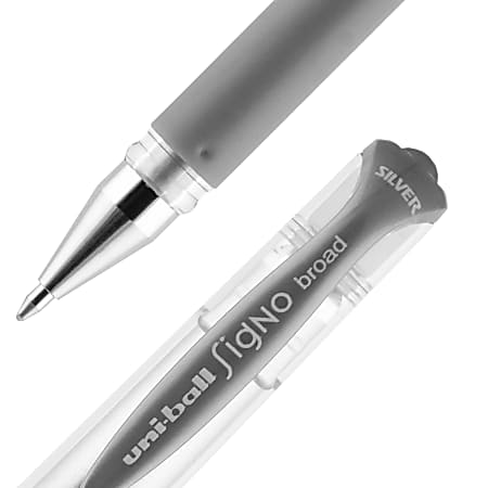 Uni-Ball 207 Impact Gel Rollerball Pen, 1.0 mm, Silver, Black Ink - 12 pack