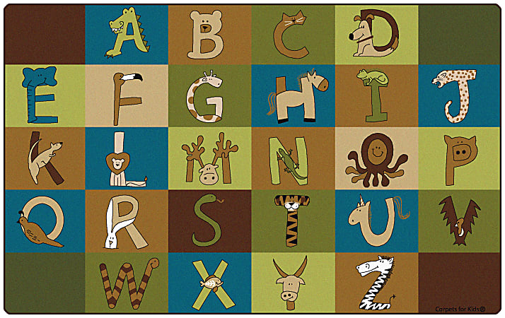 Carpets for Kids Rectangle Activity Rug, 7-1/2' x 12', A to Z Animals Nature