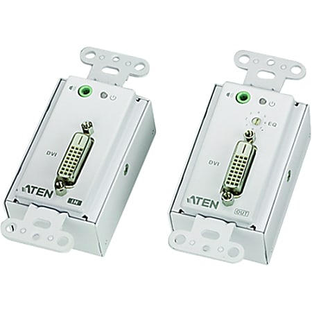 ATEN DVI Over Cat 5 Extender Wall Plate-TAA Compliant - 1 Input Device - 1 Output Device - 196.85 ft Range - 4 x Network (RJ-45) - 1 x DVI In - 1 x DVI Out - Full HD - 1920 x 1080 - Wall Mountable