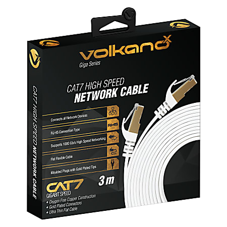 Revolutionerende transaktion angivet VolkanoX Giga Series Cat 7 High Speed Gigabit Ethernet Cable 9 White VK  20064 WT - Office Depot