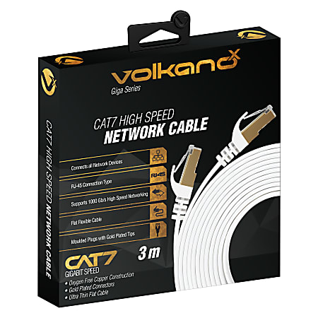 VolkanoX Giga Series Cat 7 High-Speed Gigabit Ethernet Cable, 9', White, VK-20064-WT