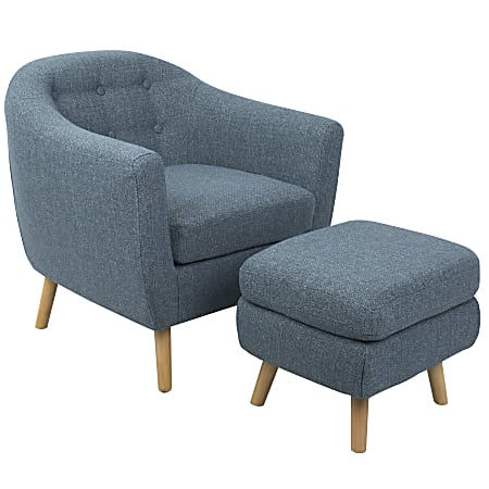 LumiSource Rockwell Accent Chair With Ottoman, Blue/Natural