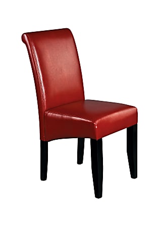 OSP Designs Parsons Bonded Leather Desk Chair, Red/Espresso