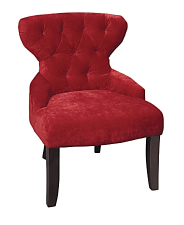 Ave Six Curves Hourglass Accent Chair, Vintage Grenadine/Espresso