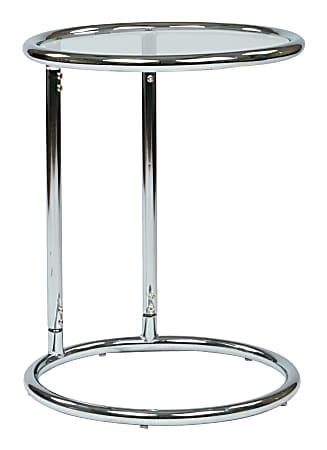 Ave Six Yield Glass Table, Round, Clear/Chrome