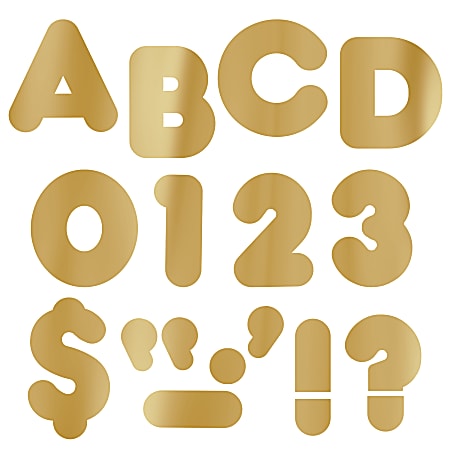 TREND Ready Letters®, Metallic Casual Uppercase, 4" Gold, Pack Of 72