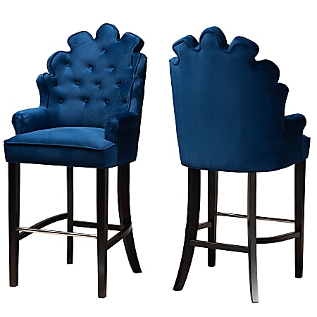 Baxton Studio Chloe Bar Stools, Navy Blue, Set Of 2 Stools