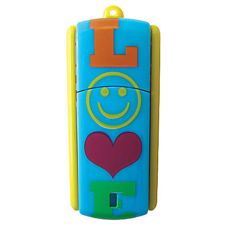Ativa® Flip-Top USB Flash Drive With ReadyBoost™, 4GB, Blue Love