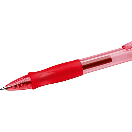BIC® Gel-ocity® Gel Retractable Gel Ink Pens, Medium Point, 0.7 mm, Translucent Red Barrel, Red Ink, Pack Of 4 Pens
