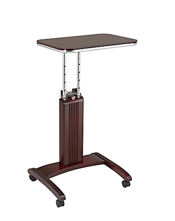 OSP Designs Precision Adjustable-Height Wood Laptop Cart, 36"H x 20"W x 17"D, Mahogany