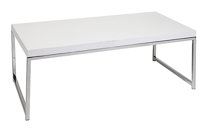 Ave Six Wall Street Table, Coffee, Rectangular, White/Chrome