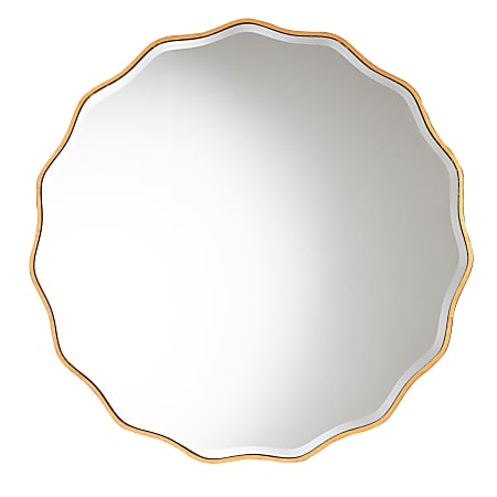 Baxton Studio Weston Modern Glam And Luxe Wood Accent Wall Mirror, 42"H x 42"W x 11/16"D, Antique Goldleaf