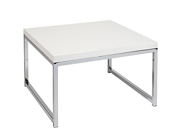 Ave Six Wall Street Table, Accent/Corner, Square, White/Chrome