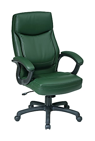 Office Star Work Smart Eco Bonded Leather High Back Chair Green