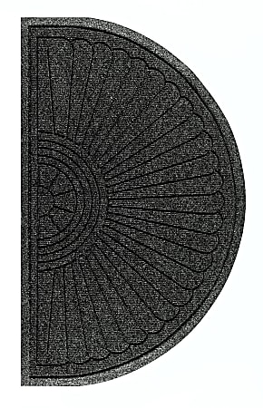 M+A Matting Waterhog Max Grand Half-Oval Floor Mat, 3' W x 1.8' H, Black Smoke