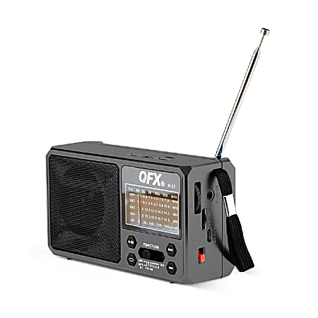 QFX R-47 Solar Bluetooth® Lantern And Radio, 3-3/8”H x 6”W x 2-3/16”D, Black