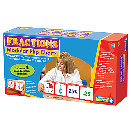 Educational Insights® Fractions Modular Flip Charts, 6" x 6", Grade 2 To Grade 8, Set Of 4