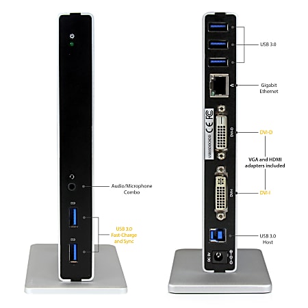 StarTech.com USB 3.0 Docking Station USB3SDOCKDD Dual Monitor DVI Port Replicator with 5 x USB 3.0 