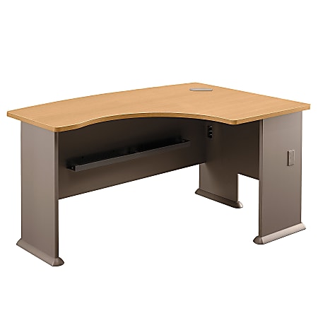 Bush Business Furniture Office Advantage L Bow Desk Right Handed, 60"W x 44"D, Light Oak/Sage, Standard Delivery