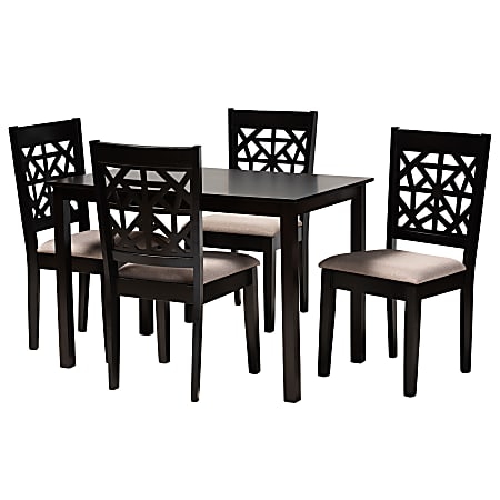 Baxton Studio Jackson 5-Piece Dining Set, 29-1/8"H x 43-5/16"W x 27-9/16"D, Sand/Espresso