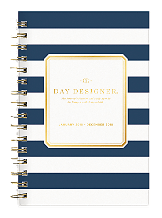 Day Designer for Blue Sky™ Daily/Monthly Planner, 5" x 8", Navy Stripe, January to December 2018 (103623)