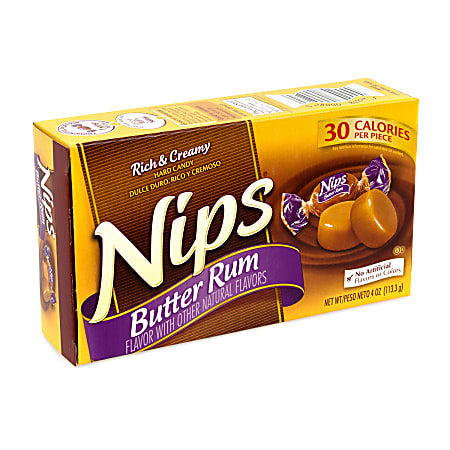 Nips Hard Candy, Butter Rum, 4 Oz, Box Of 12