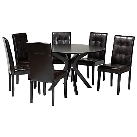 Baxton Studio Marie Dining Set, 29-15/16”H x 47-1/4”W x 47-1/4”D, Dark Brown/Espresso