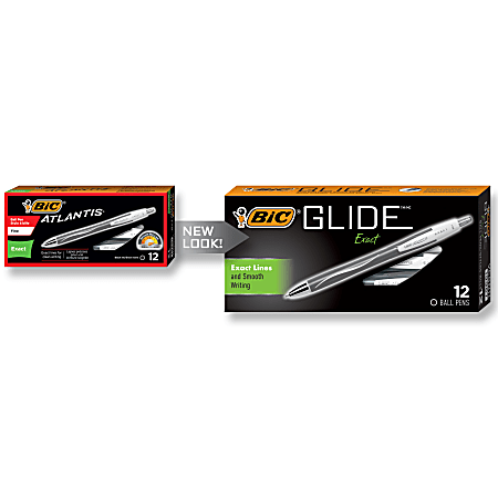 BIC Glide Exact Retractable Ball Point Pen, Fine Point (0.7 mm), Black, 12  Count