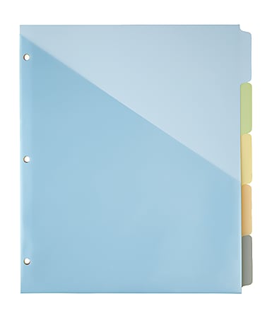 Office Depot® Brand Single-Pocket Write-On Dividers, 5 Tab, 8 1/2" x 11", Assorted Colors