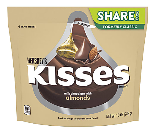 Hershey's® Kisses Milk Chocolate With Almonds Candy, 10 Oz, Pack Of 3 Bags