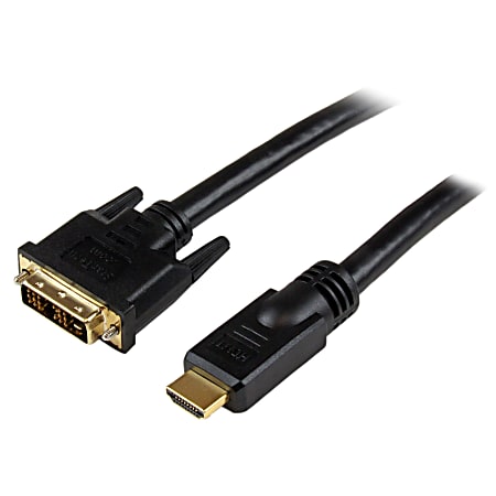 StarTech.com 25 ft HDMI® to DVI-D Cable - M/M - 25 ft DVI/HDMI Video Cable for Video Device, TV, Projector, Satellite Receiver, Monitor - First End: 1 x HDMI Male Digital Audio/Video - Second End: 1 x DVI-D Male Digital Video - Shielding - Black - 1 Pack