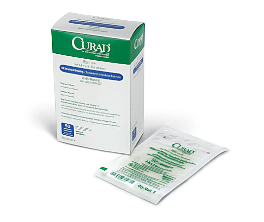 CURAD® Sterile Oil Emulsion Non-Adherent Gauze, 3" x 3", White, Pack Of 600