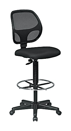 Office Star™ Deluxe Mesh-Back Drafting Chair With Foot Ring, Black