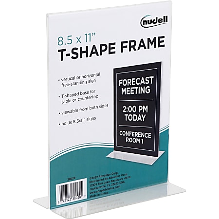 Nu Dell Acrylic Standing Sign Holder, 8 1/2" x 11", Clear