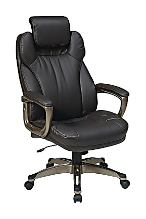 Office Star™ Work Smart™ Eco Bonded Leather High-Back Chair, Espresso/Cocoa