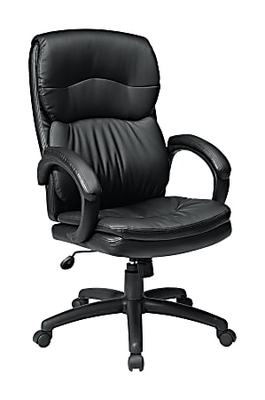 Office Star™ Work Smart™ Bonded Leather High-Back Chair, Black