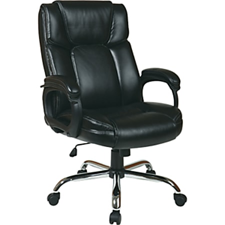 Office Star Work Smart Faux Leather High Back Big Tall Chair Black