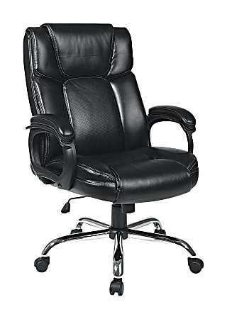 Office Star Work Smart Faux Leather High Back Big Tall Chair Black