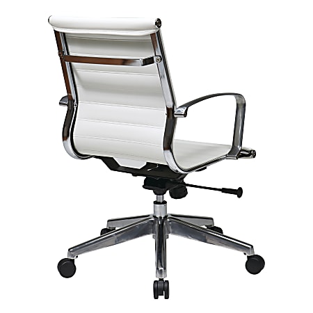 Office Star Eco Leather Mid Back Chair WhiteChrome - Office Depot
