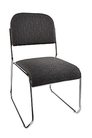 Realspace® Sled-Base Padded Fabric Seat, Fabric Back Stacking Chair 22" Seat Width, Black Seat/Chrome Frame, Quantity: 1